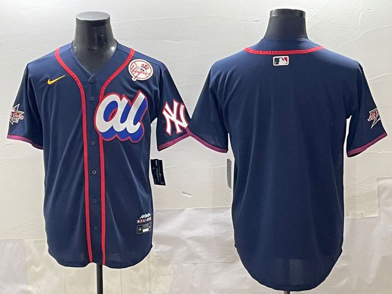 Men 2025 New York Yankees Blank Drak Blue All star Blank Blue Nike MLB Jersey style 2